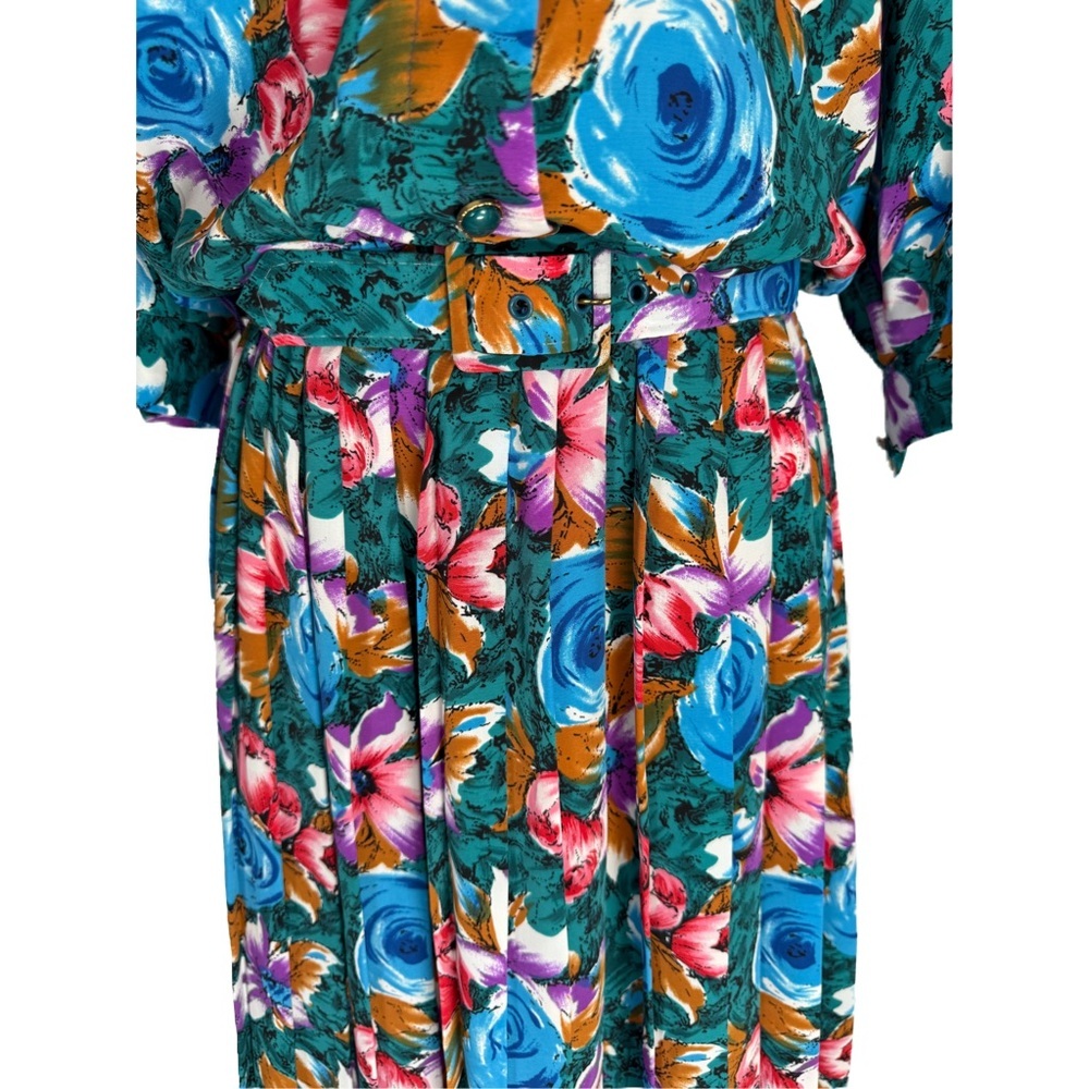 Vintage 80s Breli Originals Floral Midi Dress Deadstock Retro Made in USA NWT - Picture 4 of 9